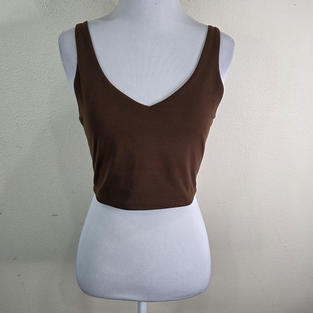 Glyder Sculpt Tank Top Crop Womens Espresso Brown Small Yoga Pilates Shirt $58
